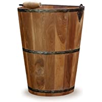 Antikas - Cubo de madera para plantas- cubo decorativo- cubo de almacenamiento con herraje de metal
